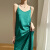 三醋酸真丝吊带连衣裙女夏季宽松内搭长裙法式设计感仙女缎面高端 绿色 S