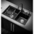 欧美品质黑色纳水槽洗菜盆双槽家用洗碗厨房不锈钢加厚手工槽水池 三孔-(68x38)标准套餐