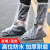 者也（ZYE）长筒鞋套一次性加厚防护防滑耐磨雨天防水防尘高筒塑料鞋套 蓝色 1双