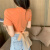 AHKA年夏季新款上衣ins潮网红短款绑带设计感小众短袖短款体恤女 图片色 S