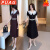 PUAG女装夏款连衣裙2024新款今年流行时尚显瘦洋气小个子假两件套裙子 黑色 M