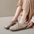 F.GEN软底镂空单鞋女2024年夏季新款复古软皮系带厚底鞋松糕底洞洞鞋子 米白色 35