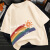 GOOMIL LEE短袖T恤女设计感小众夏装新款小个子体恤女装夏季上衣 米色(水彩右下) S