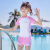 迦图鲮儿童泳衣女孩分体式两件套保守中大童速干运动女童游泳衣 主图款 140