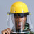 透明防护面罩安全帽面屏电焊打磨防冲击耐高温防飞溅安全防尘面具 黄色安全帽+黑色PC面屏2mm加厚(电焊)