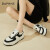 达芙妮（DAPHNE）休闲鞋女厚底增高透气黑白熊猫鞋夏季2023新款百搭AJ板鞋 黑色4.6cm 37标准码