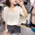 NENW香港潮牌2021年新款夏季韩版宽松薄款冰丝针织短袖女v领蕾丝拼接纯色上衣 白色 均码