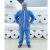 一次性防护连体工作服薄款夏季喷漆防尘养殖场浴长袖无纺布 款PP蓝色带帽脚30克 L