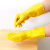 乳胶手套加厚牛筋工业劳保手套橡胶手套清洁家用洗碗手套特厚100g 黄色 M