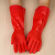 启宙天鹅绒防水防油手套 防水长袖耐用橡胶加绒劳保手套 红色 