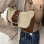 MOSPOKE严选韩国小众设计泫雅中古复古牛皮拼色单肩包手提包 棕色 23.5-10-3CM
