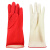 东方红 5双装橡胶手套工业耐酸碱手套防水双层乳胶手套 5双红白 S码