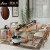 三颗家具 实木流水茶桌椅组合创意观景新中式茶台现代简约办公室茶几桌 1.8米茶桌+主椅+3客椅+茶水台