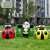 户外卡通动物熊猫分类垃圾桶玻璃钢雕塑游乐园商场用美陈装饰摆件 131黑色奶牛双垃圾桶