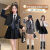 迪士尼（Disney）女童jk春装2024新款儿童学院风西装外套小学生正版英伦套装裙 黑色五件套 西装+裙+链条+衬衫+ 110