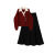 欧佩芝针织衫女CHEDAU假两件新年红色毛衣高腰黑色半身子跨年套装穿 红色 S