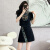 罗蒙2024时尚女装中国风减龄套装裙夏季显瘦气质新中式裙子两件套 黑色 XL