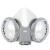 kn95防尘口罩防尘防工业粉尘打磨煤矿专用防护面罩透气易呼吸 双罐硅胶口罩+防雾大眼罩