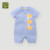 拉比婴儿连体衣短袖夏薄新生儿衣服儿童睡衣男女宝宝内衣哈衣 全开蓝色80码