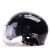 野马（YEMA）3C认证332S电动摩托车头盔男女夏季双镜片防晒半盔安全帽 均码 亮黑配透明短镜