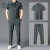 古曼哲 品牌男士冰丝短袖休闲运动套装2024新款宽松丝滑薄款二件套 绿色 XL【135-150斤】