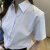 花岚娜 白色短袖衬衫女春夏2022年新款百搭女士职业白衬衣蓝色上衣工作服 蓝色短·袖 S