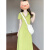 云拿月茶歇法式桔梗绿色连衣裙子女夏季2024新款小众设计感梨形身材长裙 图片色 40/45kg/S