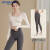 科特迪兰（COTEDYLAN） 品牌瑜伽服女 2022秋季新款瑜伽服套装长袖露脐美背套装运动健身衣 白色瑜伽上衣+石墨灰瑜伽裤（套装） S
