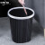 中环力安 黑色垃圾桶商用无盖简约创意欧式圆形塑料压圈大号垃圾桶 黑色-中号（2个装）