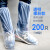 一次性鞋套防水雨天加厚长高筒养殖靴套防滑户外漂流耐磨塑料脚 (透明)橡筋款200只 皮筋上拉固 均码