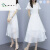 KMKT连衣裙女装2024年新款夏季中长款过膝时尚网纱裙韩版收腰显瘦气 白色 s