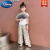 迪士尼（Disney）女童夏装套装中式儿童装夏季中国风阔腿裤时髦短袖两件套新品 白色套装 120cm