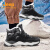 吉普（JEEP）户外雪地靴男士冬季防滑耐磨加绒徒步鞋露营保暖高帮工装靴滑雪鞋 黑色运动码 39