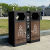 户外垃圾桶不锈钢分类果皮箱景区公园街道室外分类双桶垃圾箱 小房子屋檐灰顶