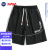 WHIM NASA美式潮牌运动短裤男夏季新款简约休闲直筒裤子男装百搭宽松五分裤 黑色 XL