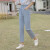 MZPLOI初中生高中学生女短袖t恤套装夏天宽松时尚小脚裤休闲韩版两件套 蓝色裤(单件) S