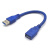 USB3.0延长线数据线接线无损稳定短线包头 A公对A母短线AM TO AF 蓝色1.5米