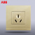 ABB开关插座由悦珍珠金系列一开二开五孔三孔16A墙壁套餐面板 一开10A带灯AG23353-PGPG