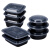 美式圆形900ml一次性餐盒打包盒700长方形黑色塑料快餐盒饭盒 圆形Y700ML黑色(150套)