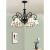 地中海风格吊灯欧式客厅灯餐厅灯卧室灯美式田园彩色灯罩装饰灯具 黑色5头+白荷灯罩