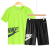 欧联霸运动套装短袖男夏季跑步服休闲两件套速干衣T恤五分裤足球训练服 荧光色 M（建议80-100斤）