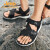 Jeep夏季魔术贴凉鞋男海边防滑徒步鞋旅行便携沙滩鞋男鞋潮 黑色 39