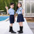迪士尼小孩穿的儿童夏季英伦风校服套装幼儿园园服中小学生班服校服 女生款(短袖裙子) 100码建议身高95cm左右