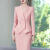 弗洛芊播音主持艺考服装女神范职业套装2023早秋新款设计感西装半裙两件 粉色套装 L