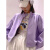 索黛妍短款外套女春秋新款2024年款韩版感复古港风百搭棒球服上衣 紫色 S