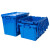 欧杜 收纳箱塑料周转箱带盖物流运输框加厚物料筐全新料斜插式收纳箱胶箱收纳箱 小号蓝色 (带盖) (加厚型)