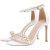 奢驰路易（SECHILOUIS）2024夏新单鞋款仙女风白色中跟高跟一字扣带同款时装珍珠水钻凉鞋 白色(8CM) 35
