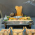 新中式养鱼流水茶台实木茶桌椅组合办公室原木家具禅意功夫茶几 香樟木客椅