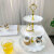 欧式塑料多层水果盘客厅茶几糖果盘前台精致托盘三层点心架子 白色花瓣两层金太阳花