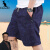 袋鼠男士纯棉透气宽松短裤外穿休闲五分裤时尚沙滩裤运动潮流时尚夏季 CX-555深蓝 4XL（180-200斤）
